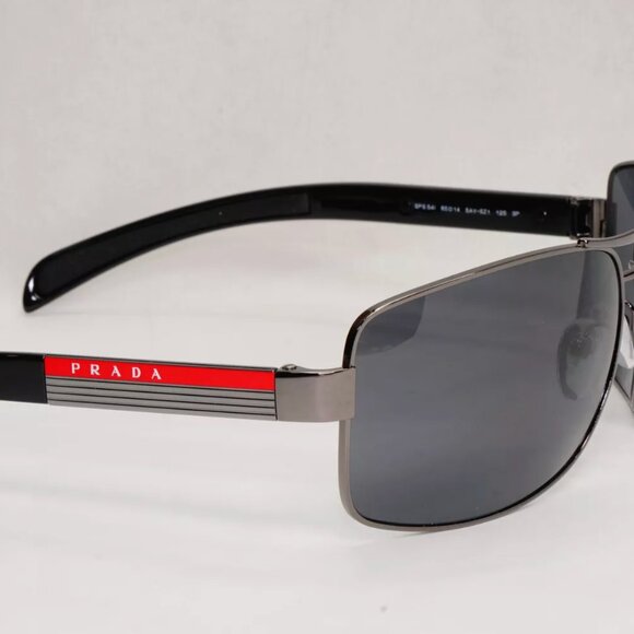Prada Sunglasses Polarized Navigator Gunmetal Black Grey - Picture 3 of 5